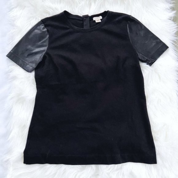 SOLD J.Crew Vegan Leather Insert Back Zip Tee XXS - Picture 5 of 11